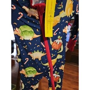 Bamboo Zippy Double Zipper  Blue Maroon Dinosaur 9 To 12 Months